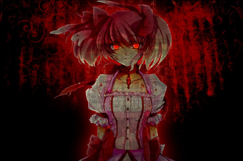 Anime Girl with Red Eyes — Dark, Dramatic, Digital Art