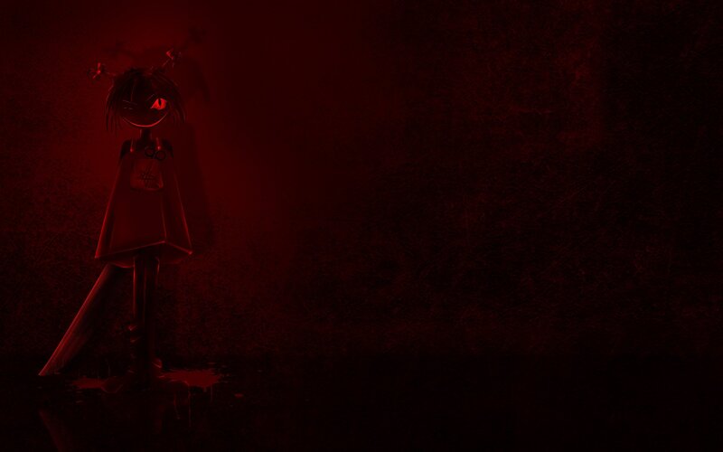 Anime Girl with Red Eyes — Dark, Ominous, Night