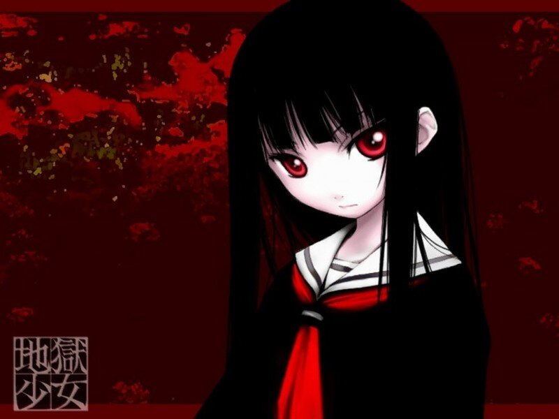 Anime Girl with Red Eyes — Dark, Ominous, School Uniform