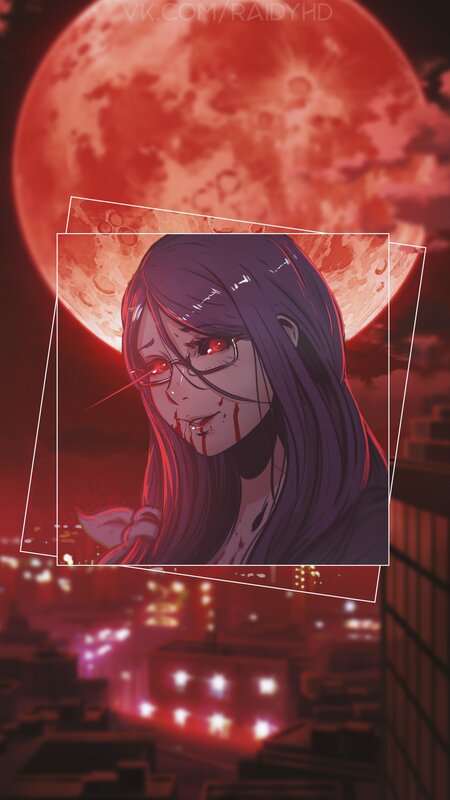 Anime Girl with Red Eyes — Dark