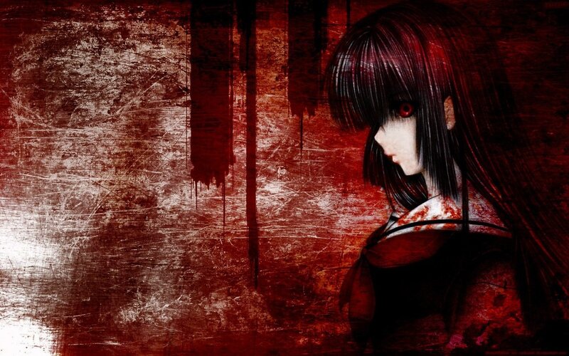 Anime Girl with Red Eyes — Dramatic, Dark, Blood