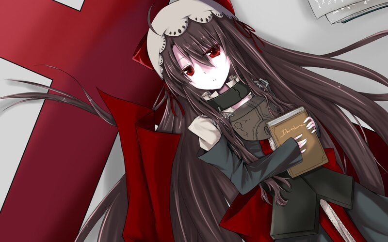 Anime Girl with Red Eyes — Dramatic, Digital Art, Book