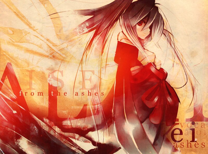 Anime Girl with Red Eyes — Dramatic, Digital Art, Red Dress