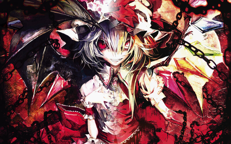 Anime Girl with Red Eyes — Dramatic, Intense, Manga, Chains, Wings