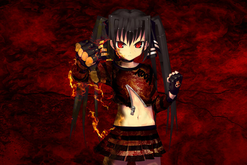 Anime Girl with Red Eyes — Dramatic, Intense