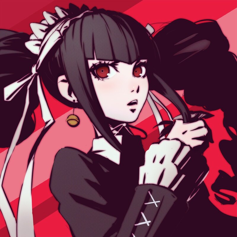 Anime Girl with Red Eyes — Dramatic, Manga, Red Background