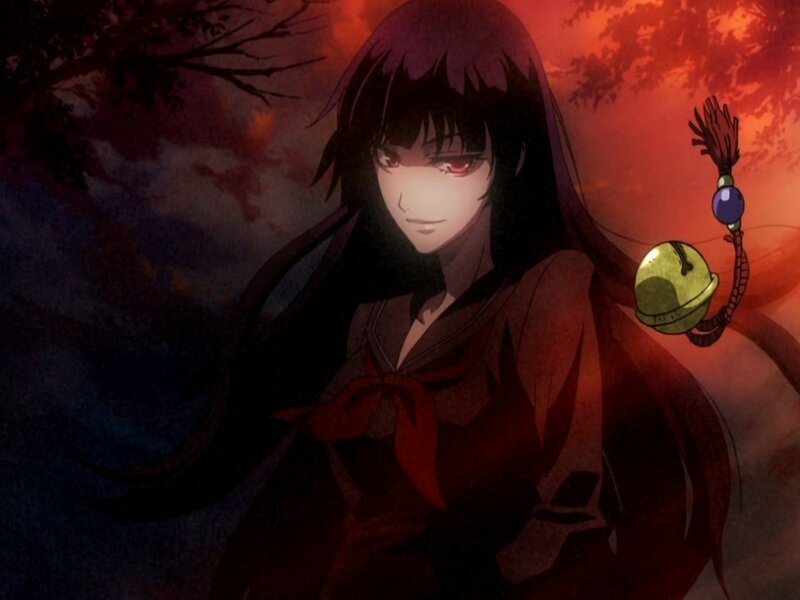 Anime Girl with Red Eyes — Dramatic, Night, Bell