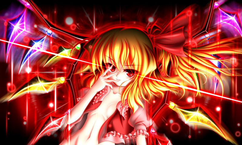 Anime Girl with Red Eyes — Dramatic, Red Wings