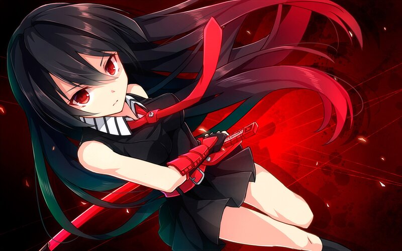 Anime Girl with Red Eyes — Dramatic, Sword