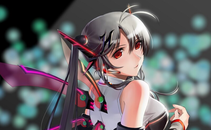 Anime Girl with Red Eyes — Gray, Dramatic, Digital Art, Red Eyes