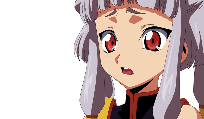 Anime Girl with Red Eyes — Gray, Surprised