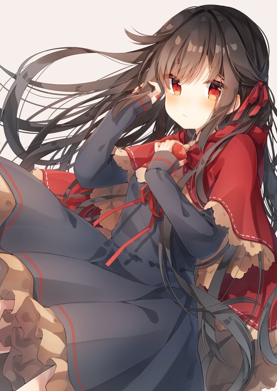 Anime Girl with Red Eyes — Grey