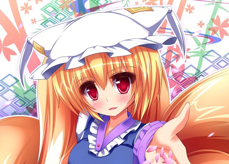 Anime Girl with Red Eyes — Orange, Calm, Spring