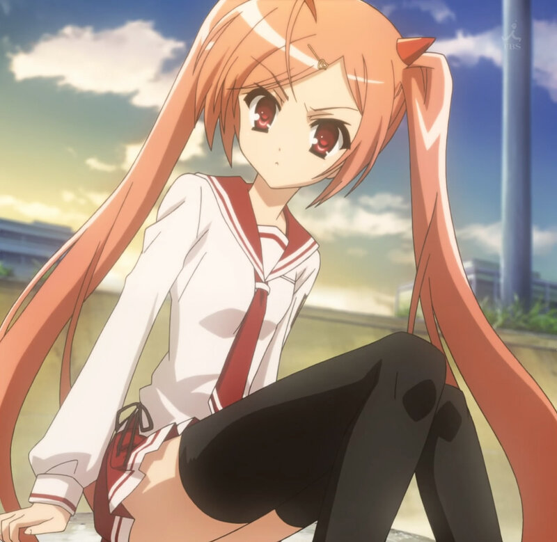 Anime Girl with Red Eyes — Orange, Calm