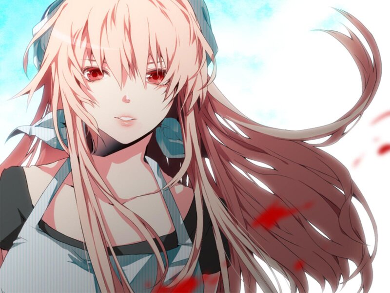 Anime Girl with Red Eyes — Pink, Dramatic, Long Hair