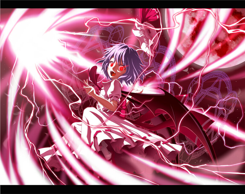 Anime Girl with Red Eyes — Pink, Dramatic, Night