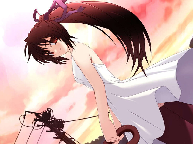 Anime Girl with Red Eyes — Pink, Dramatic, Sunset