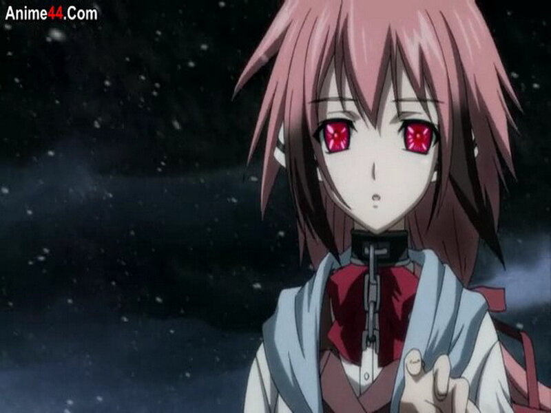 Anime Girl with Red Eyes — Pink, Dramatic