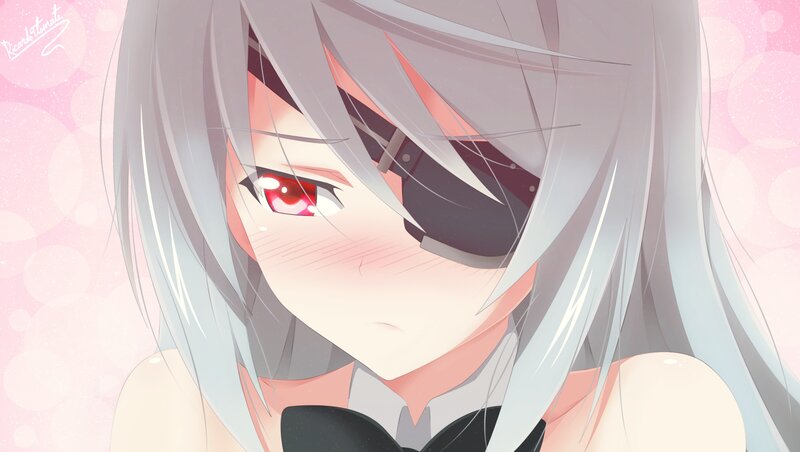 Anime Girl with Red Eyes — Pink, Dreamy, Digital Art