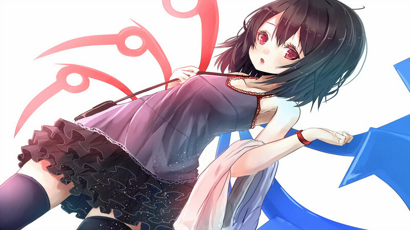 Anime Girl with Red Eyes — Purple, Dramatic, Digital Art, Red Eyes