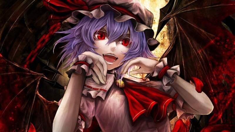 Anime Girl with Red Eyes — Purple, Dramatic, Digital Art, Wings