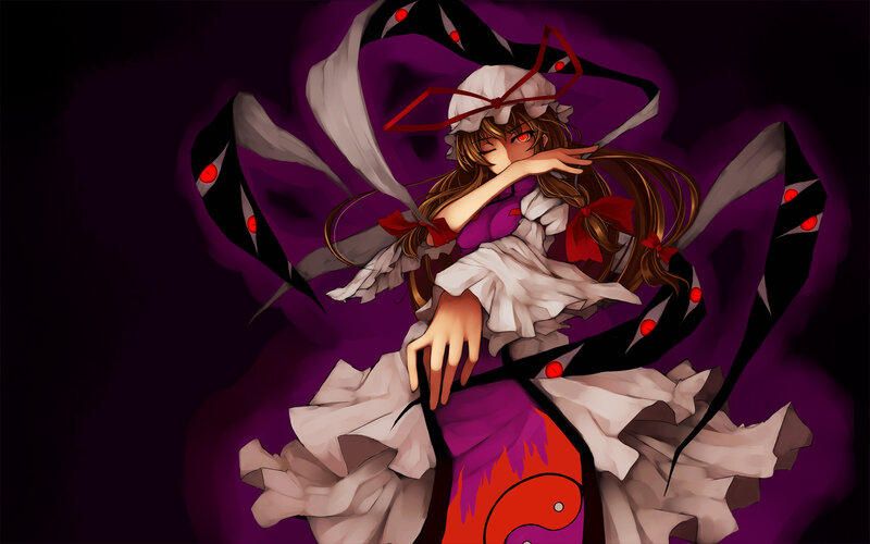 Anime Girl with Red Eyes — Purple, Dramatic, Night, Digital Art