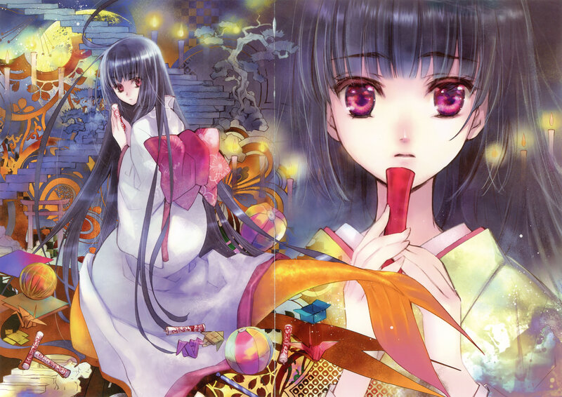 Anime Girl with Red Eyes — Purple, Dramatic, Night, Manga