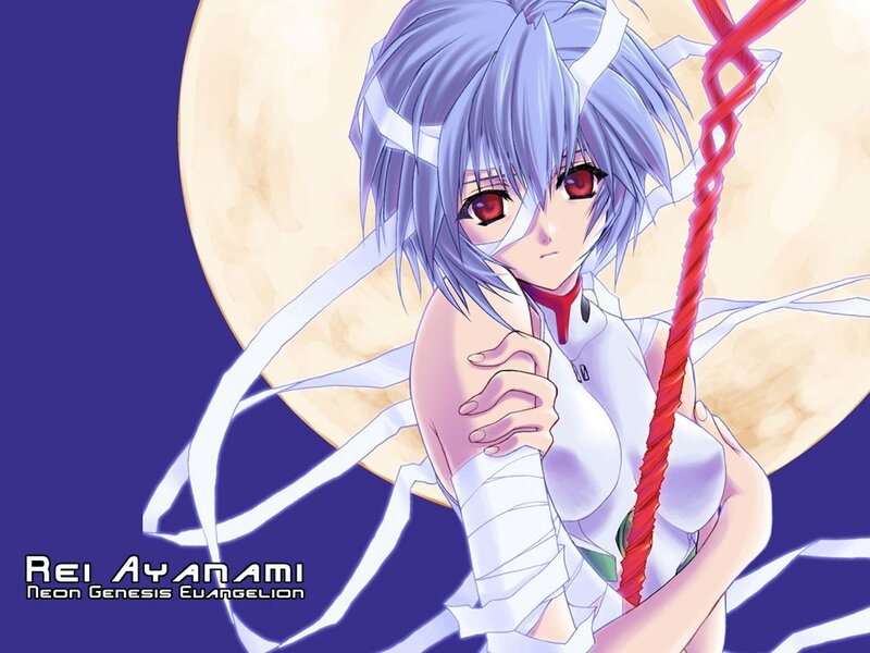 Anime Girl with Red Eyes — Purple, Dramatic, Night, Moon, Red Rope