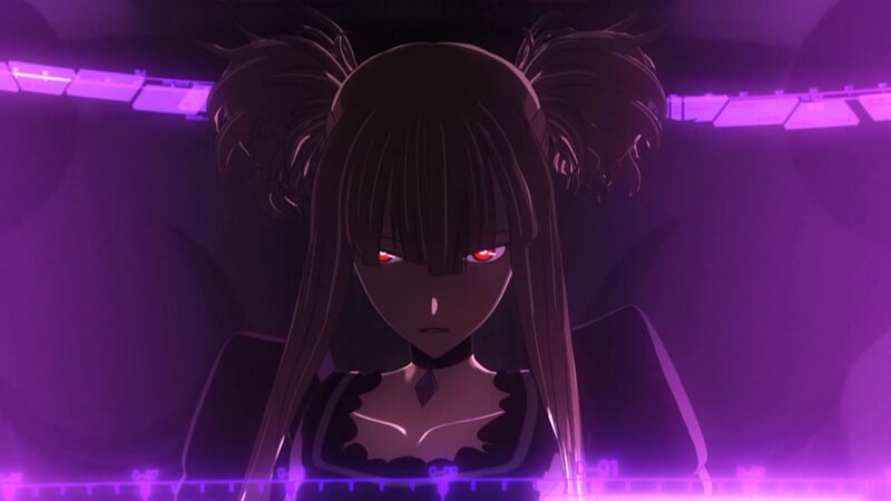 Anime Girl with Red Eyes — Purple, Dramatic, Night, Purple Lighting