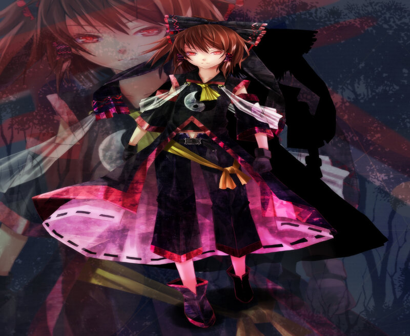 Anime Girl with Red Eyes — Purple, Dramatic, Night