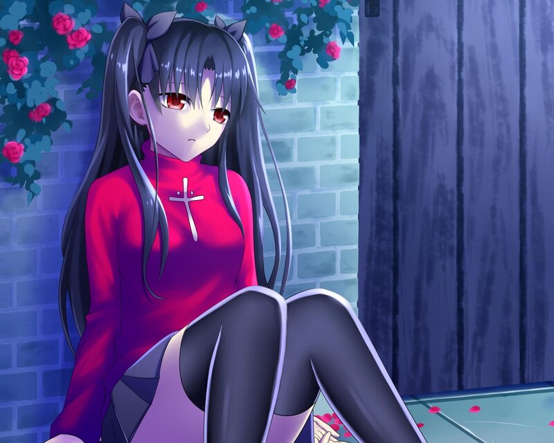 Anime Girl with Red Eyes — Purple, Melancholic