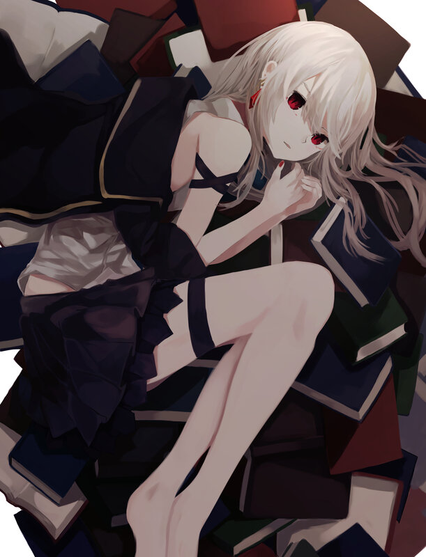 Anime Girl with Red Eyes — White, Calm, Digital Art, Books