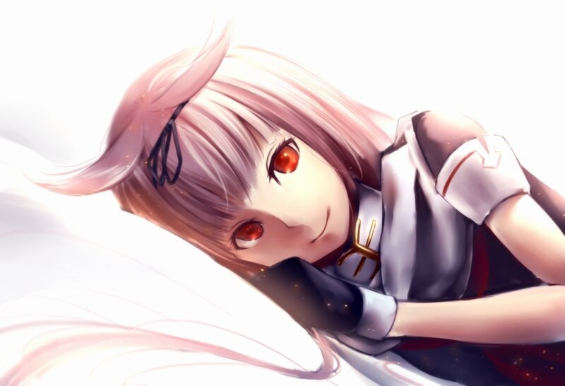Anime Girl with Red Eyes — White, Calm, Digital Art