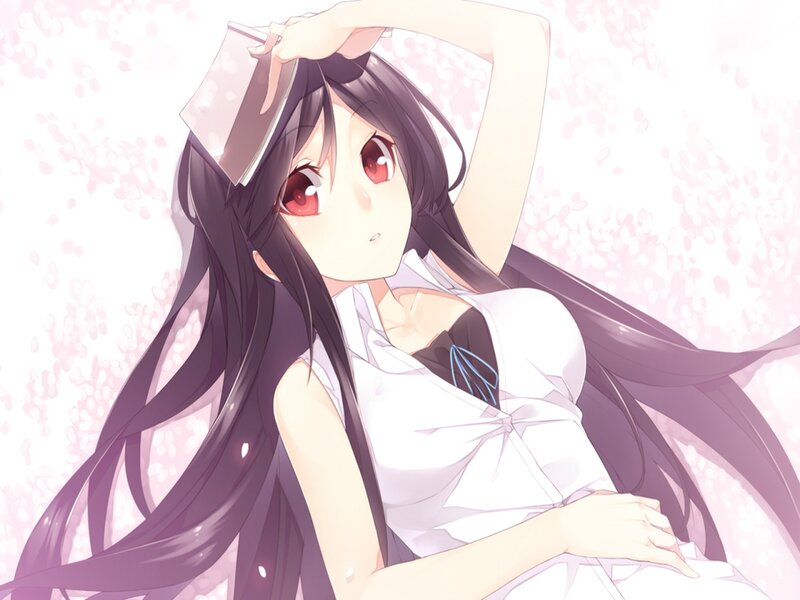 Anime Girl with Red Eyes — White, Calm, Spring