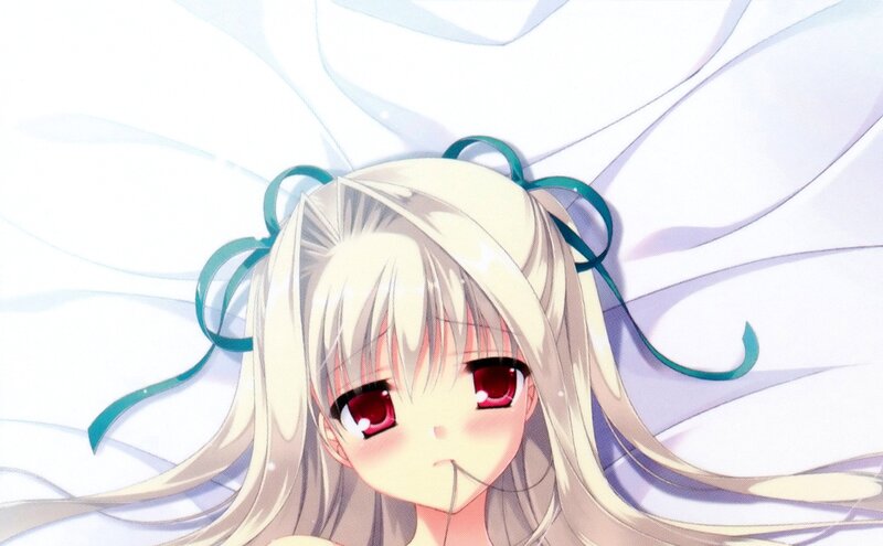 Anime Girl with Red Eyes — White, Calm