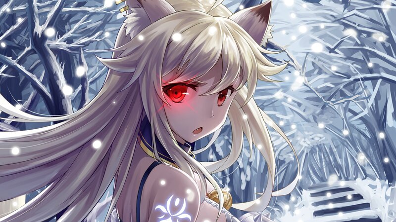 Anime Girl with Red Eyes — White, Cold
