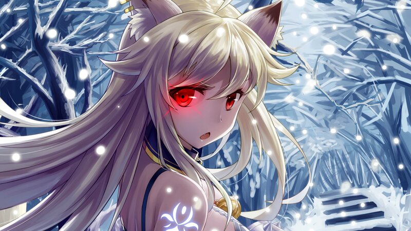 Anime Girl with Red Eyes — White, Cold, Winter
