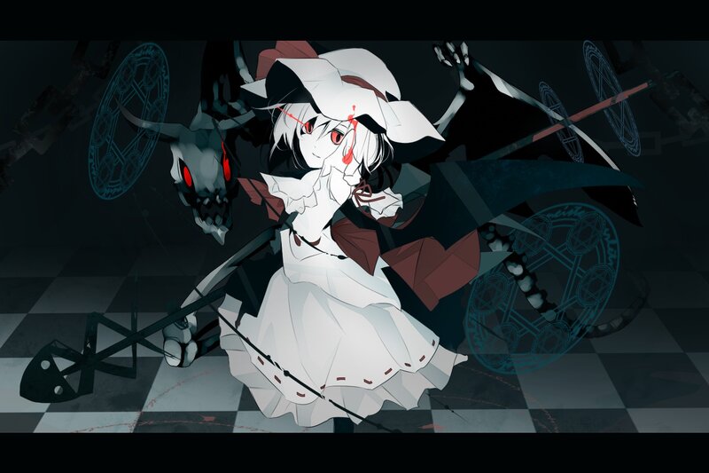 Anime Girl with Red Eyes — White, Dark, Dramatic