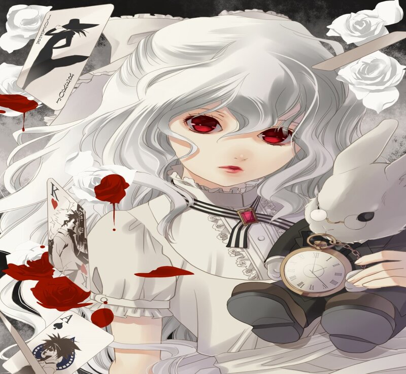 Anime Girl with Red Eyes — White, Dark