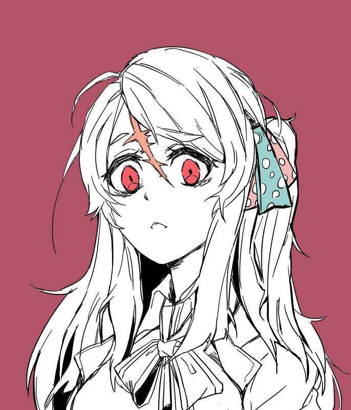 Anime Girl with Red Eyes — White, Dramatic, Manga, Red Eyes