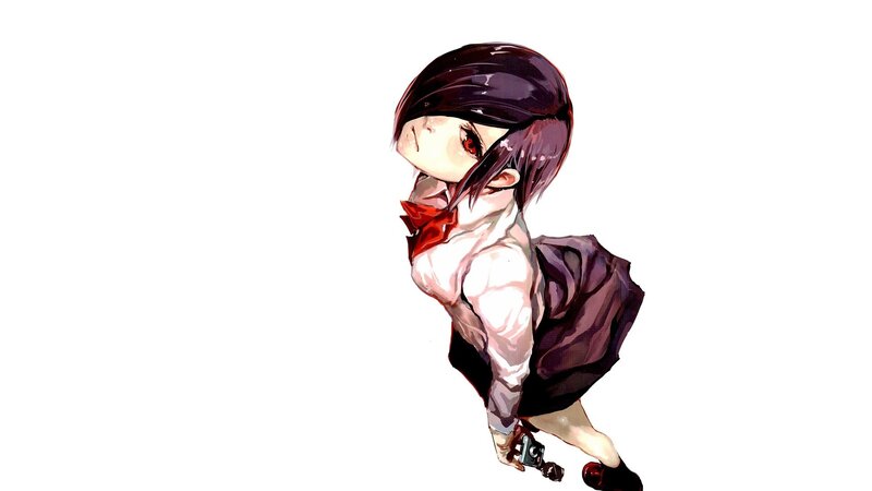 Anime Girl with Red Eyes — White, Dramatic, Manga