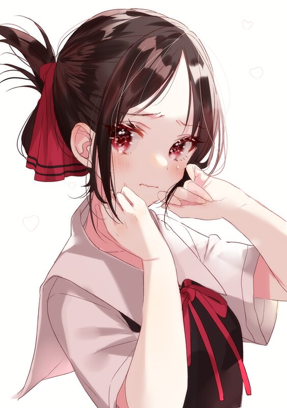 Anime Girl with Red Eyes — White, Melancholic, School Uniform