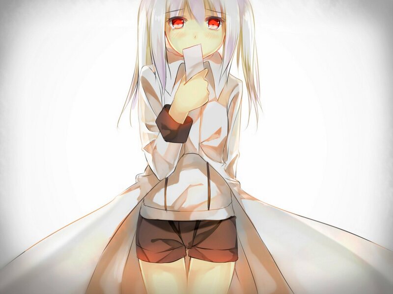 Anime Girl with Red Eyes — White, Neutral
