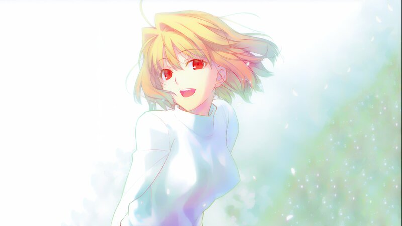 Anime Girl with Red Eyes — White, Serene, Spring