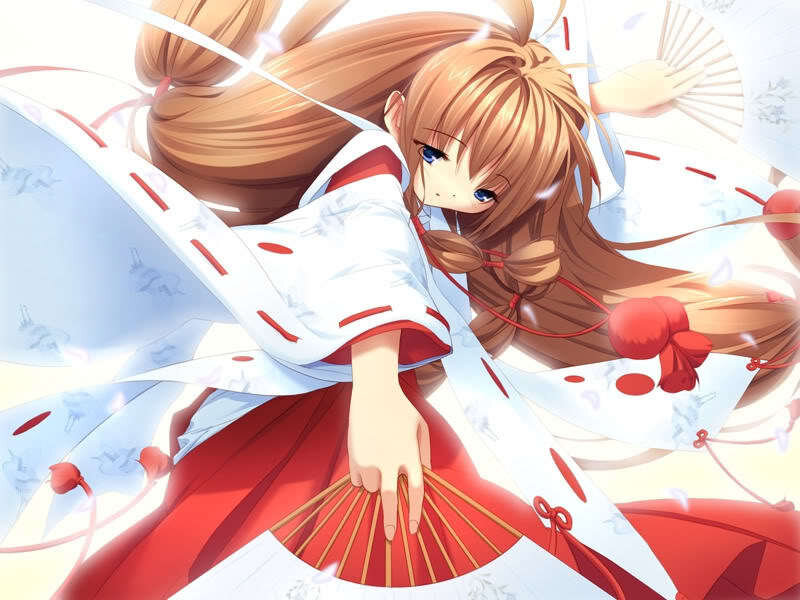 anime girl with red fan