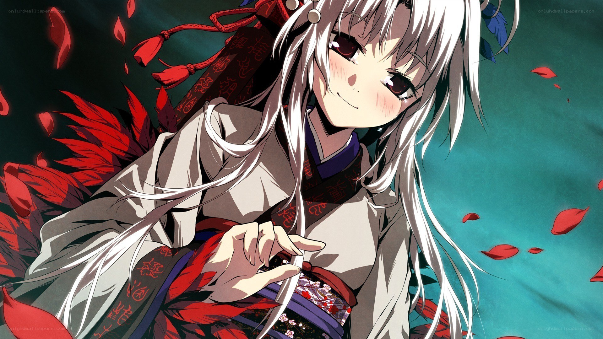 anime girl with red feathers