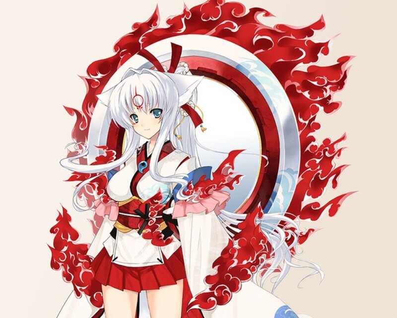anime girl with red flames