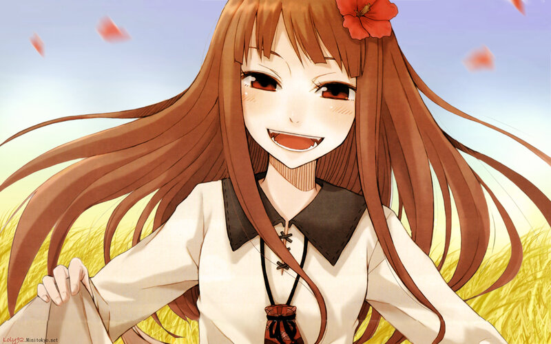 Anime girl with red flower