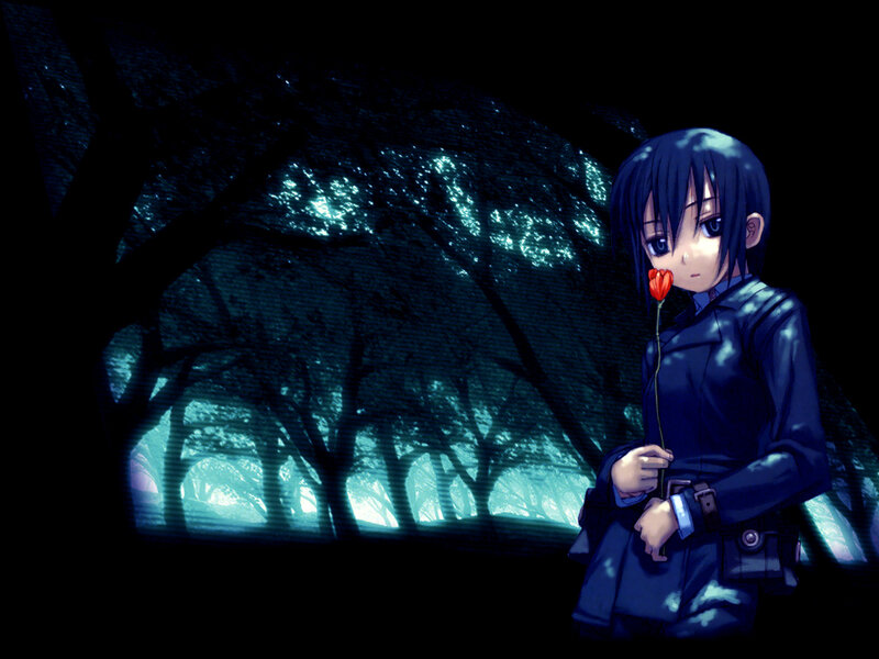 anime girl with red flower