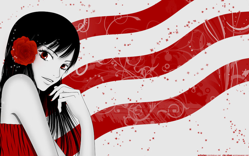 anime girl with red flower